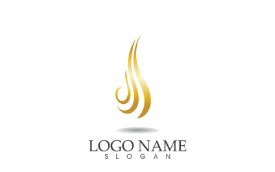 Haarwelle Goldlinie Logo Vektor Template Design v41