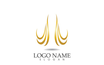 Haarwelle Goldlinie Logo Vektor Template Design v52