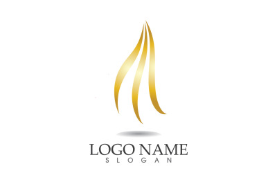Haarwelle Goldlinie Logo Vektor Template Design v58
