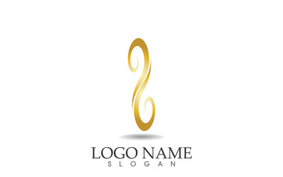 Haarwelle Goldlinie Logo Vektor Template Design v62