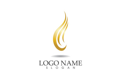 Haarwelle Goldlinie Logo Vektor Template Design v8