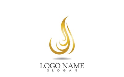Hair wave gold line logo vector template design v51