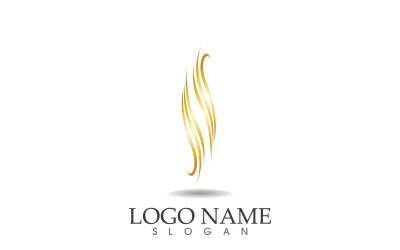 Hair wave gold line logo vector template design v63