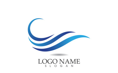 Ola de agua logo playa azul plantilla diseño v3