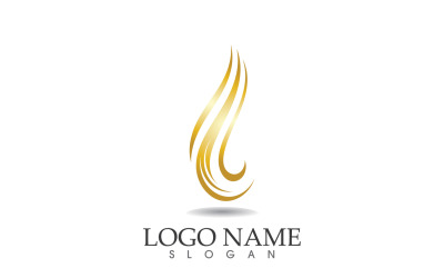 Saç dalgası altın çizgi logo vektör şablonu tasarımı v20