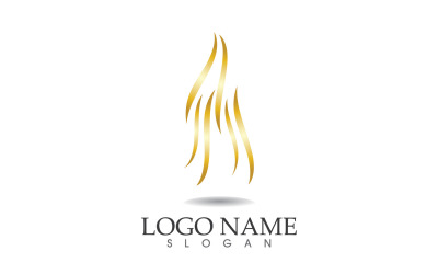 Saç dalgası altın çizgi logo vektör şablonu tasarımı v27