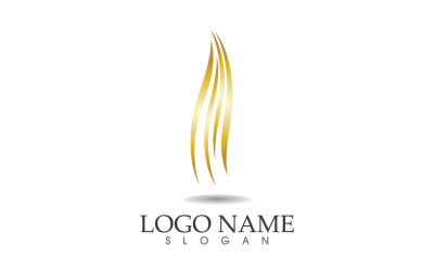 Saç dalgası altın çizgi logo vektör şablonu tasarımı v29