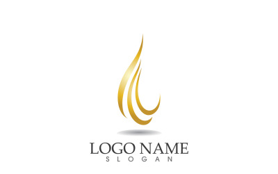 Saç dalgası altın çizgi logo vektör şablonu tasarımı v40