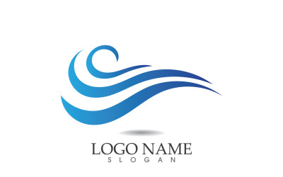 Water wave logo beach blue template design v6