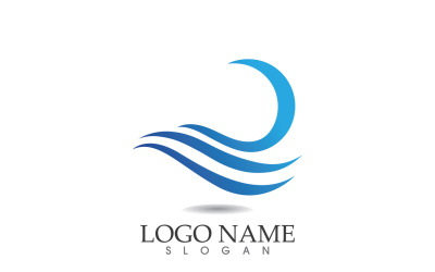 Design de modelo de logotipo de onda de água praia azul v15
