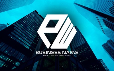 Design professionale del logo della lettera PW poligonale per il tuo business - Identità del marchio