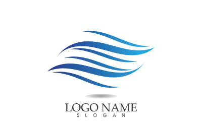 Diseño de plantilla azul de playa de logotipo de onda de agua v19