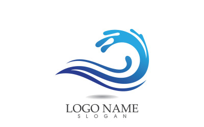 Diseño de plantilla azul de playa de logotipo de onda de agua v22