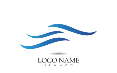 Diseño de plantilla azul de playa de logotipo de onda de agua v27