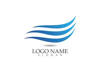 Diseño de plantilla azul de playa de logotipo de onda de agua v31