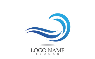 Diseño de plantilla azul de playa de logotipo de onda de agua v34