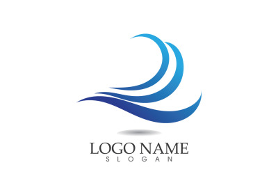 Diseño de plantilla azul de playa de logotipo de onda de agua v40