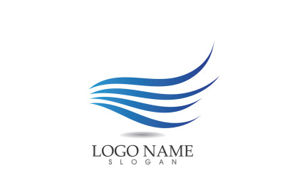 Diseño de plantilla azul de playa de logotipo de onda de agua v43