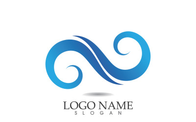 Diseño de plantilla azul de playa de logotipo de onda de agua v62