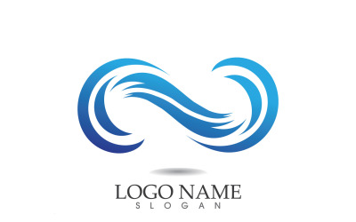 Diseño de plantilla azul de playa de logotipo de onda de agua v64