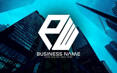 Профессиональный многоугольный дизайн логотипа PW Letter для вашего бизнеса - фирменный стиль