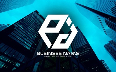 Professioneel veelhoekig PJ-letterlogo-ontwerp voor uw bedrijf - merkidentiteit