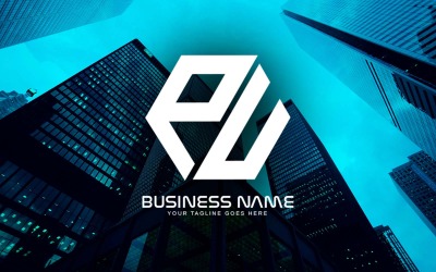 Professioneel veelhoekig PU-letterlogo-ontwerp voor uw bedrijf - merkidentiteit