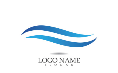 Su dalgası logosu plaj mavi şablon tasarımı v28