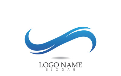 Su dalgası logosu plaj mavi şablon tasarımı v56