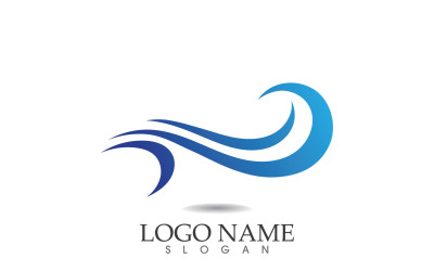 Water wave logo beach blue template design v13
