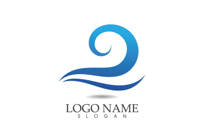 Water wave logo beach blue template design v37