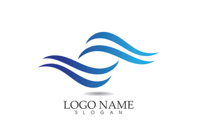 Water wave logo beach blue template design v39