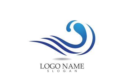 Water wave logo beach blue template design v48