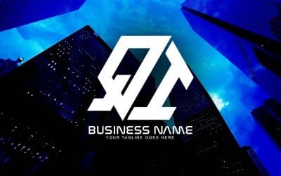 Design professionale del logo della lettera QI poligonale per il tuo business - Identità del marchio