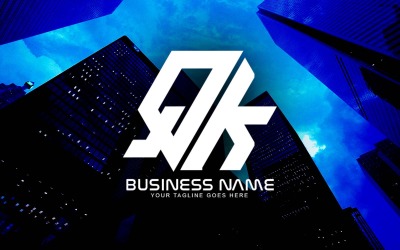 Design professionale del logo della lettera QK poligonale per il tuo business - Identità del marchio