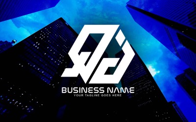 Professionelles polygonales QJ-Buchstaben-Logo-Design für Ihr Unternehmen - Markenidentität
