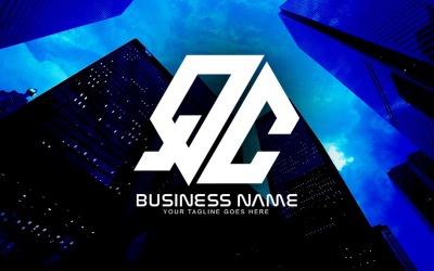 Création de logo de lettre QC polygonale professionnelle pour votre entreprise - Identité de marque