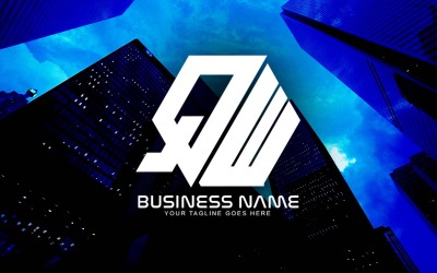 Design del logo della lettera QW poligonale professionale per il tuo business - Identità del marchio