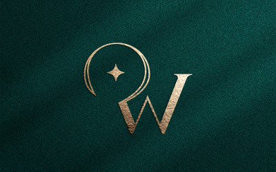 Elegáns, minimalista szépség logó, kozmetikai levél W