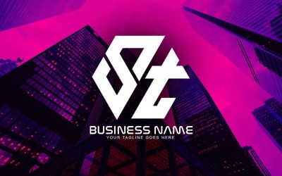 Design de logotipo profissional com letra ST poligonal para sua empresa - identidade de marca