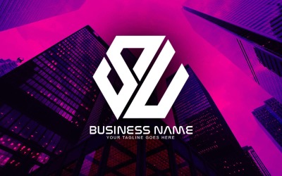 Design del logo della lettera SU poligonale professionale per il tuo business - Identità del marchio
