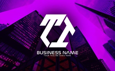 Design poligonal profissional do logotipo da letra TI para o seu negócio - identidade da marca