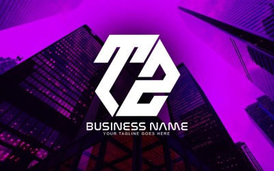 Design profissional de logotipo com letra TZ poligonal para sua empresa - identidade de marca
