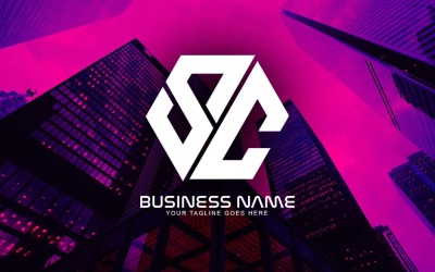 Diseño de logotipo de letra SC poligonal profesional para su negocio - Identidad de marca