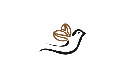 Modelo de Logotipo de Pássaro de Café Delineado