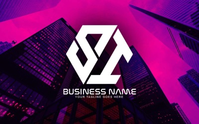 Professioneel veelhoekig SI-letterlogo-ontwerp voor uw bedrijf - merkidentiteit