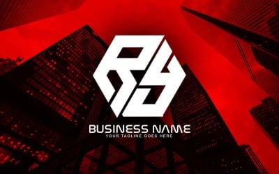 Professionelles polygonales RY-Buchstaben-Logo-Design für Ihr Unternehmen - Markenidentität