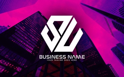 Professionelles polygonales SU-Buchstaben-Logo-Design für Ihr Unternehmen - Markenidentität