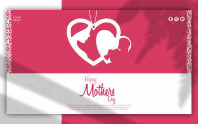Баннер в социальных сетях с Днем матери с прекрасной мамой и ребенком
