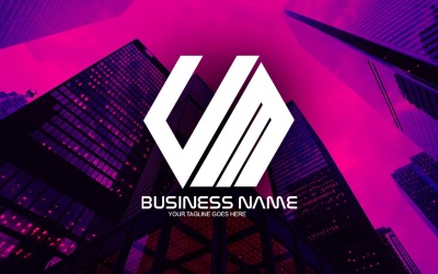Création de logo de lettre UM polygonale professionnelle pour votre entreprise - Identité de marque